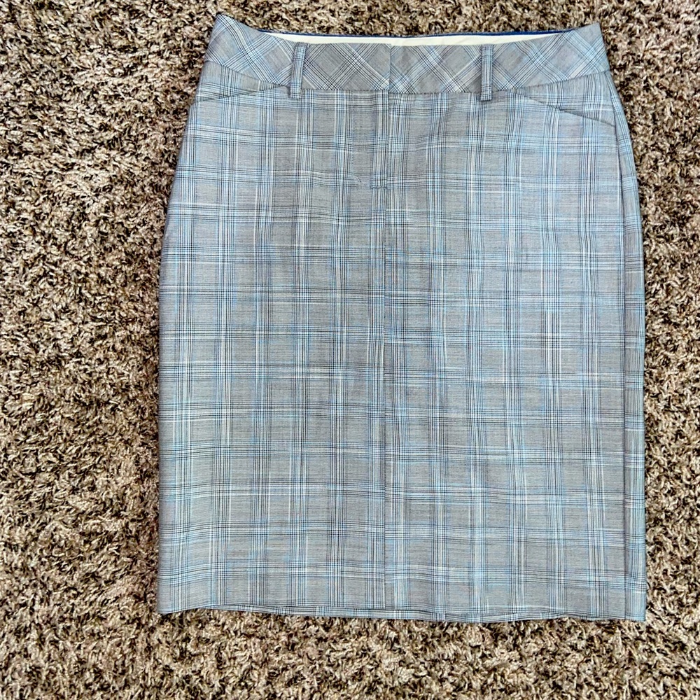 Blue & grey plaid skirt